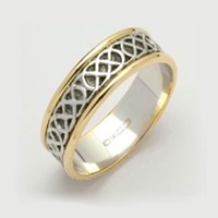 Image for Ladies 14K Two Toned Gold Sheelin White Narrow Celtic Band With Edges