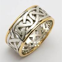 Image for Ladies 14K Two-Toned Gold Heavy Pierced Celtic Wedding Band