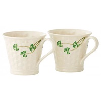 Image for Belleek Shamrock Basketweave Mugs (Set of 2)