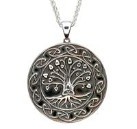 Shanore Sterling Silver Tree Of Life Trinity Medallion Pendant, Large