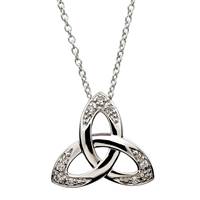 Shanore Sterling Silver Celtic Stone Set Trinity Knot Pendant