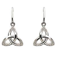 Sterling Silver Celtic Stone Set IrishTrinity Knot Earrings