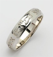 Image for Ladies White Gold Domed Corrib Claddagh Celtic Wedding Band