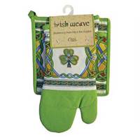 Image for Royal Tara Irish Weave Shamrock Oven Mitt and Pot Holder