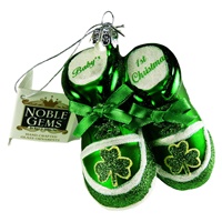 Image for Glass Irish Baby Shoe First Christmas Ornament, Green