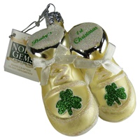 Glass Irish Baby Shoe First Christmas Ornament, White