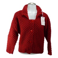 Handknit Vintage Blackberry Stitch Jacket Red