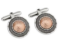 Image for Rhodium and Rose Gold Plate Round Dome Cuff Link