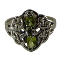 Image for 14 K White Gold Celtic Lace Ring With Gemstones