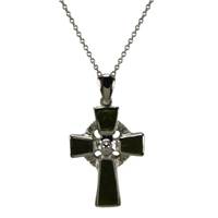 Image for Sterling Silver and Connemara Marble Celtic Cross