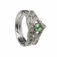 Image for Boru Emerald and Diamond Set Claddagh Bridal Set