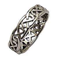 Image for Mens 14K White Gold Sheelin Narrow Pierced Celtic Wedding Band