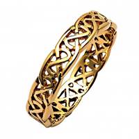 Mens 14K Yellow Gold Sheelin Narrow Pierced Celtic Wedding Band