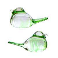 Image for Irish Handmade Glass Irish Shamrock Green Love Birds (Pair)