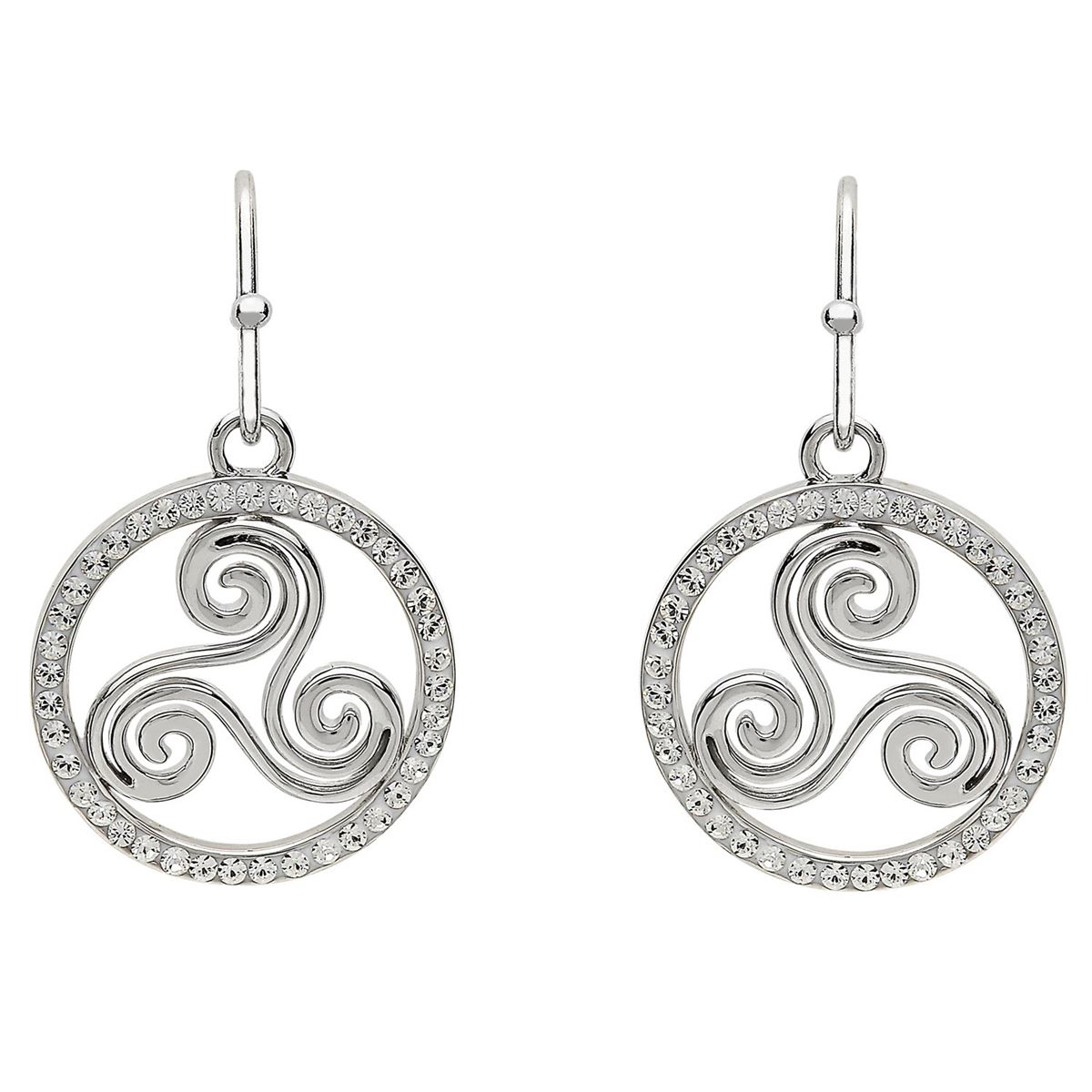 Shanore Sterling Silver Swarovski Triscal Celtic Earrings Irish