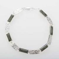 Image for Celtic Link Sterling Silver and Connemara Marble Bracelet