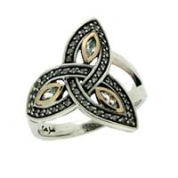 Image for 10K Yellow Gold and Sterling Silver CZ Trinity Knot Ring