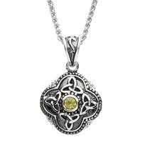 Image for Sterling Silver Large Peridot Celtic Pendant with 20" Spiga Chain