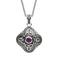 Image for Sterling Silver Medium Amythest Celtic Pendant with 18" Spiga Chain