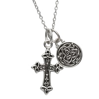 Image for Sterling Silver Two Piece Celtic Cross and Trinity Pendant