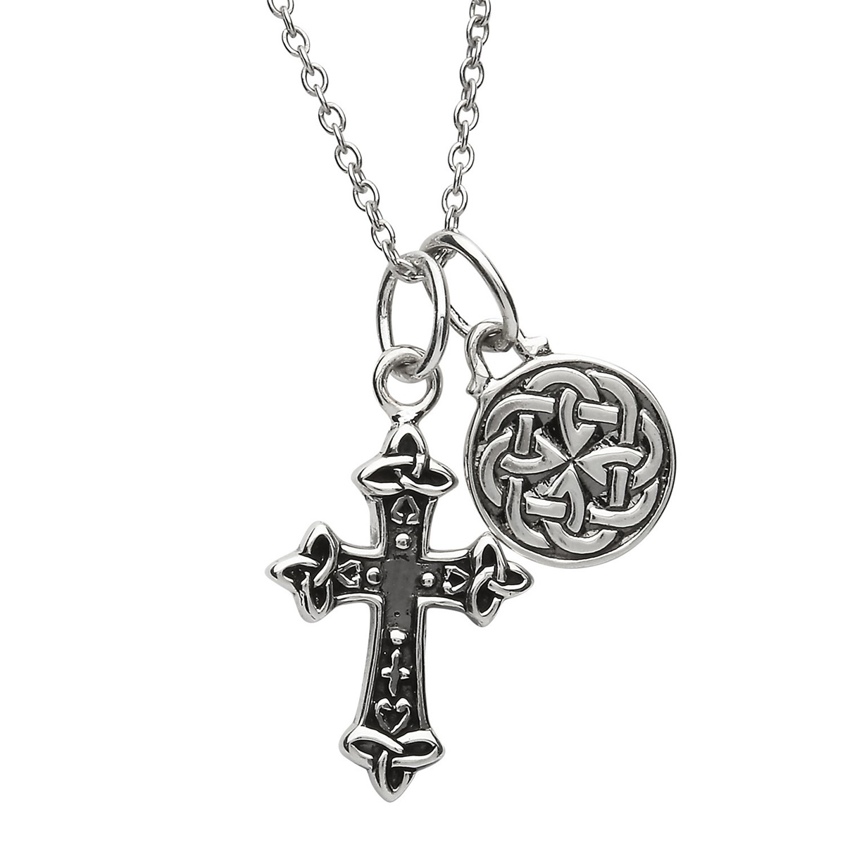 Charm Only or Necklace Double Sided - Sterling Silver Celtic Anchor Cross Small