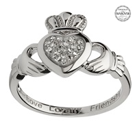 Image for Shanore Swarovski Clear Pave Claddagh Ring