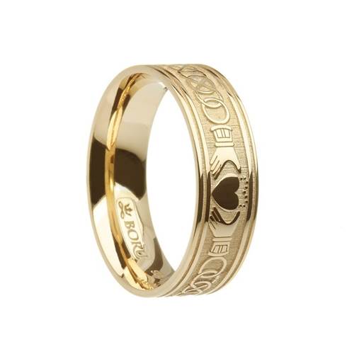 Image for Boru Claddagh Celtic Knot Etched Band