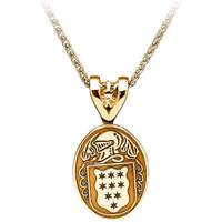 14K Yellow Oval Coat of Arms Family Pendant, Medium