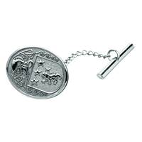 Image for Silver Family Coat of Arms Oval Tie Tac, Large