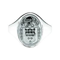 Image for Silver Ladies Back Oval Family Coat Of Arms Ring, Hollow