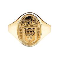 Image for 10K Yellow Ladies Back Oval Family Coat Of Arms Ring, Hollow