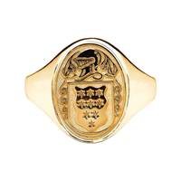 Image for 14K Yellow Ladies Back Oval Family Coat Of Arms Ring, Hollow