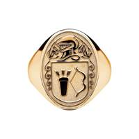 Image for 14K Yellow Mens Back Oval Family Coat of Arms Ring, Hollow