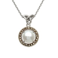 Marcasite Fresh Water Pearl Trinity Pendant