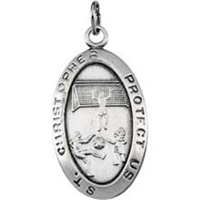 Image for Saint Christopher Sterling Silver Oval Pendant Soccer