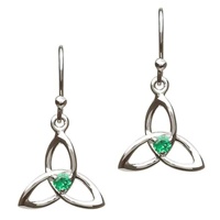 Image for Sterling Silver Green CZ Trinity Knot Earrings
