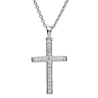Simple Style Silver Cross Adorned with Swarovski Crystals