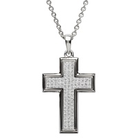 Sterling Silver Cross Encrusted With White Swarovski Crystals