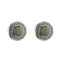 Image for Sterling Silver Connemara Marble Round Celtic Stud Earrings