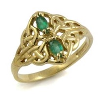 Image for 14 K Yellow Gold Celtic Lace Ring With Gemstones