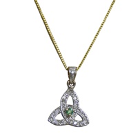 Image for 14k Diamond and Emerald Trinity Knot Pendant
