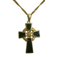 14K  Connemara Marble Celtic Cross, Large