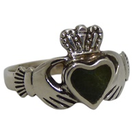 Image for Sterling Silver Connemara Marble Claddagh Ring