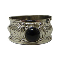 Image for Facet Sterling Silver Newgrange Stone Set Band- Black Onyx