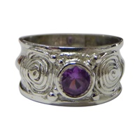 Image for Sterling Silver Newgrange Amethyst Set Band- By Facet Ireland