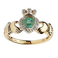 Image for 14K Empress Irish Claddagh With Emerald And Diamond