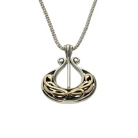 Image for Sterling Silver and 10K Gold Single Viking Longboat Pendant, Double Sided