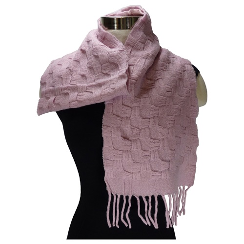 Image for John Hanly Basket Weave Merino Wool Scarf – Pink