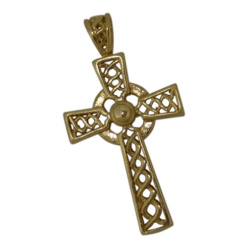 Vintage 9kt yellow gold openwork Celtic cross pendant