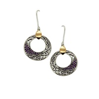 Image for Sterling Silver and 10K Gold Celtic Comet Amethyst Round Earrings